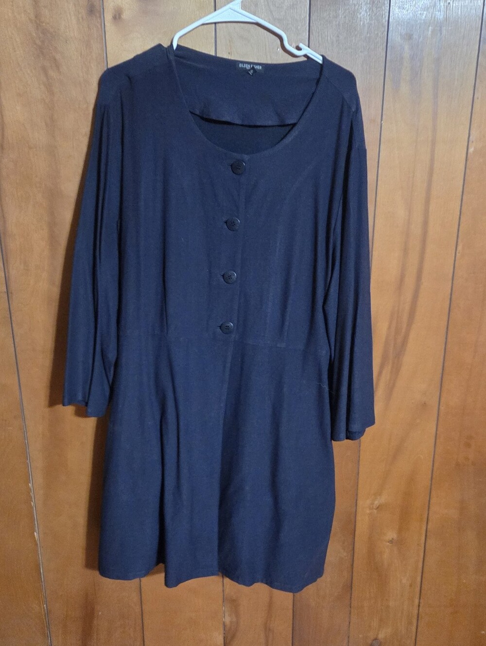 EILEEN FISHER 3-Button Cardigan Tunic Sweater/Knit Topper Jacket Navy Size 2x